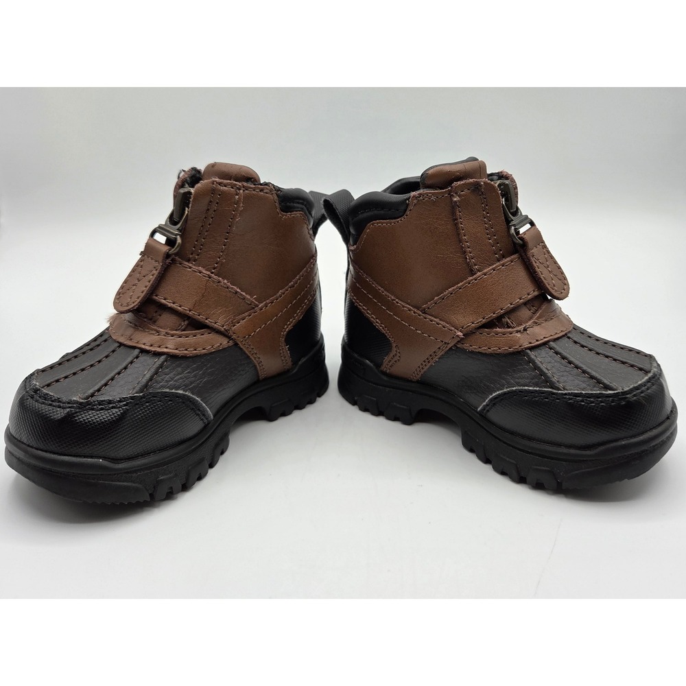 Polo Ralph Lauren Boys Country Mid Zip Duck Boots Brown Black Size 4 Toddler - Picture 4 of 11